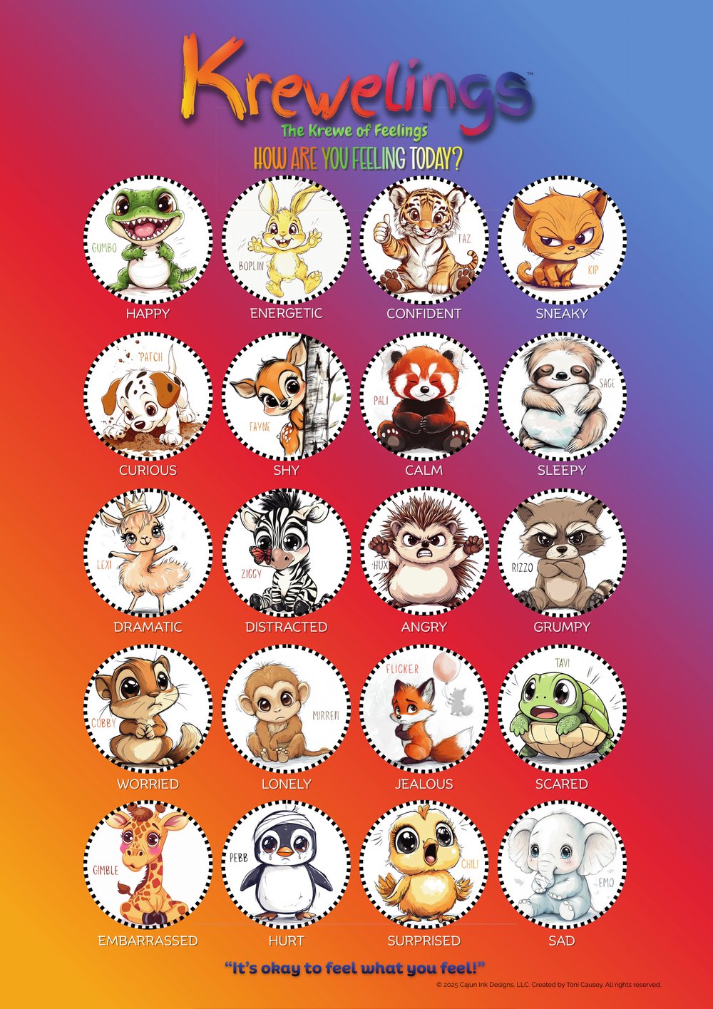 Krewelings classroom poster: How Are You Feeling Today - all twenty characters