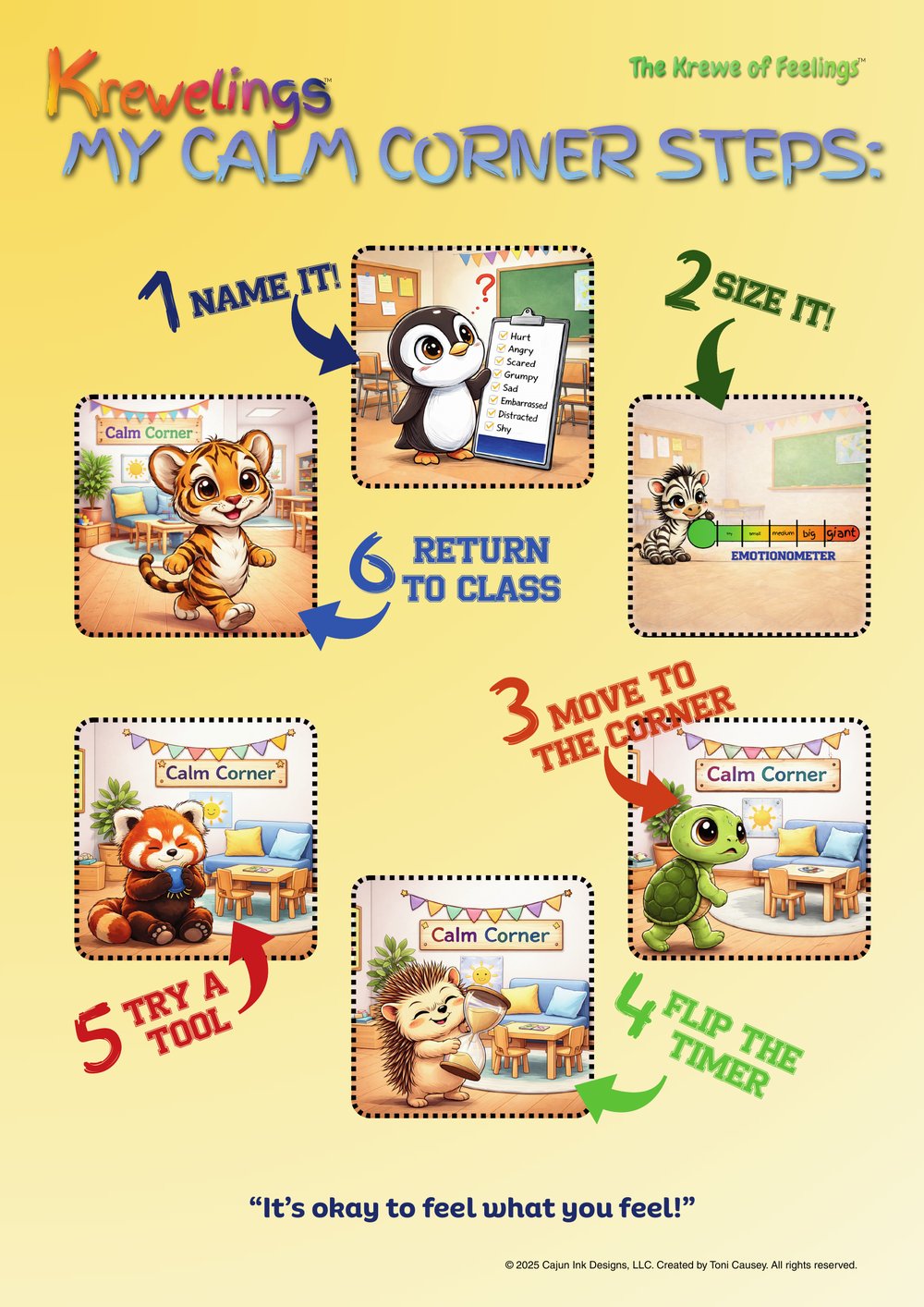Krewelings classroom poster: My Calm Corner Steps
